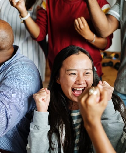 group of excited people