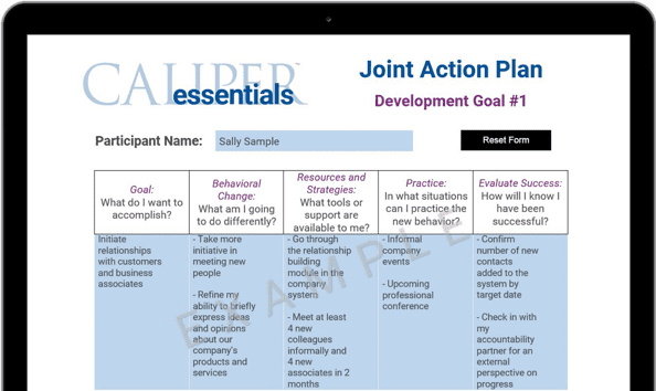 Caliper Individual Development Plan on a computer