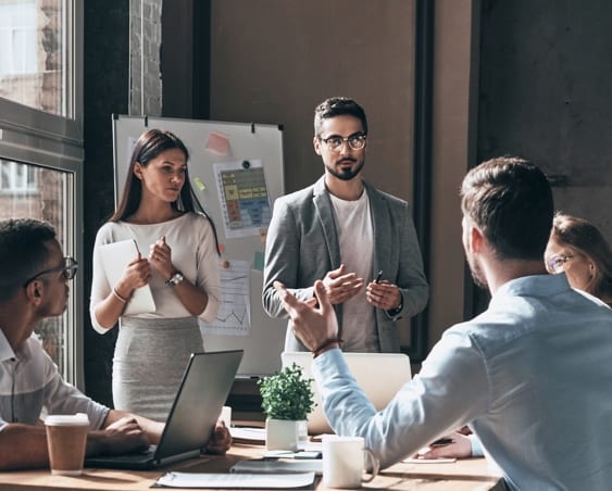 team working in a conference room